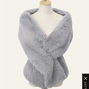 Azazie Gray Faux Fur Wrap